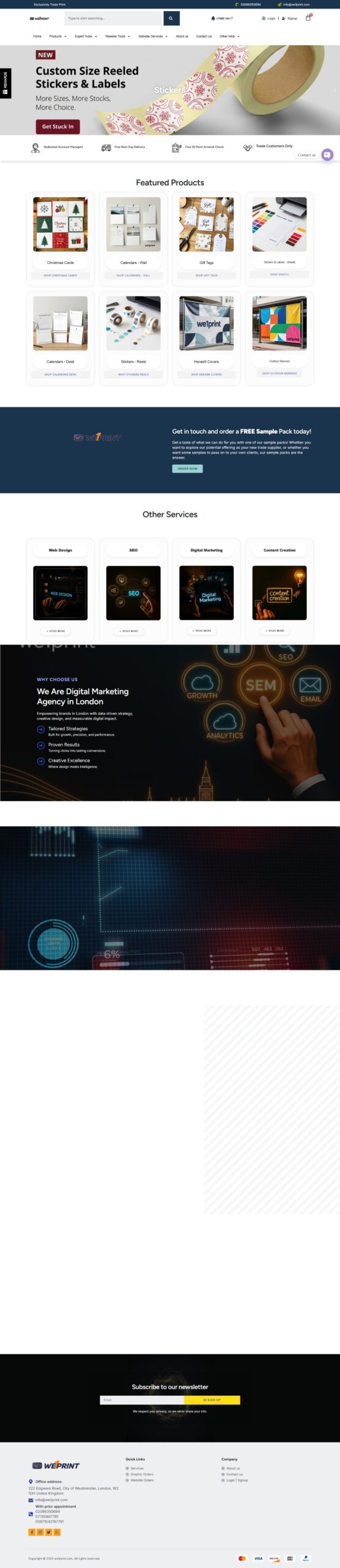 We1Print Website Design Screenshot